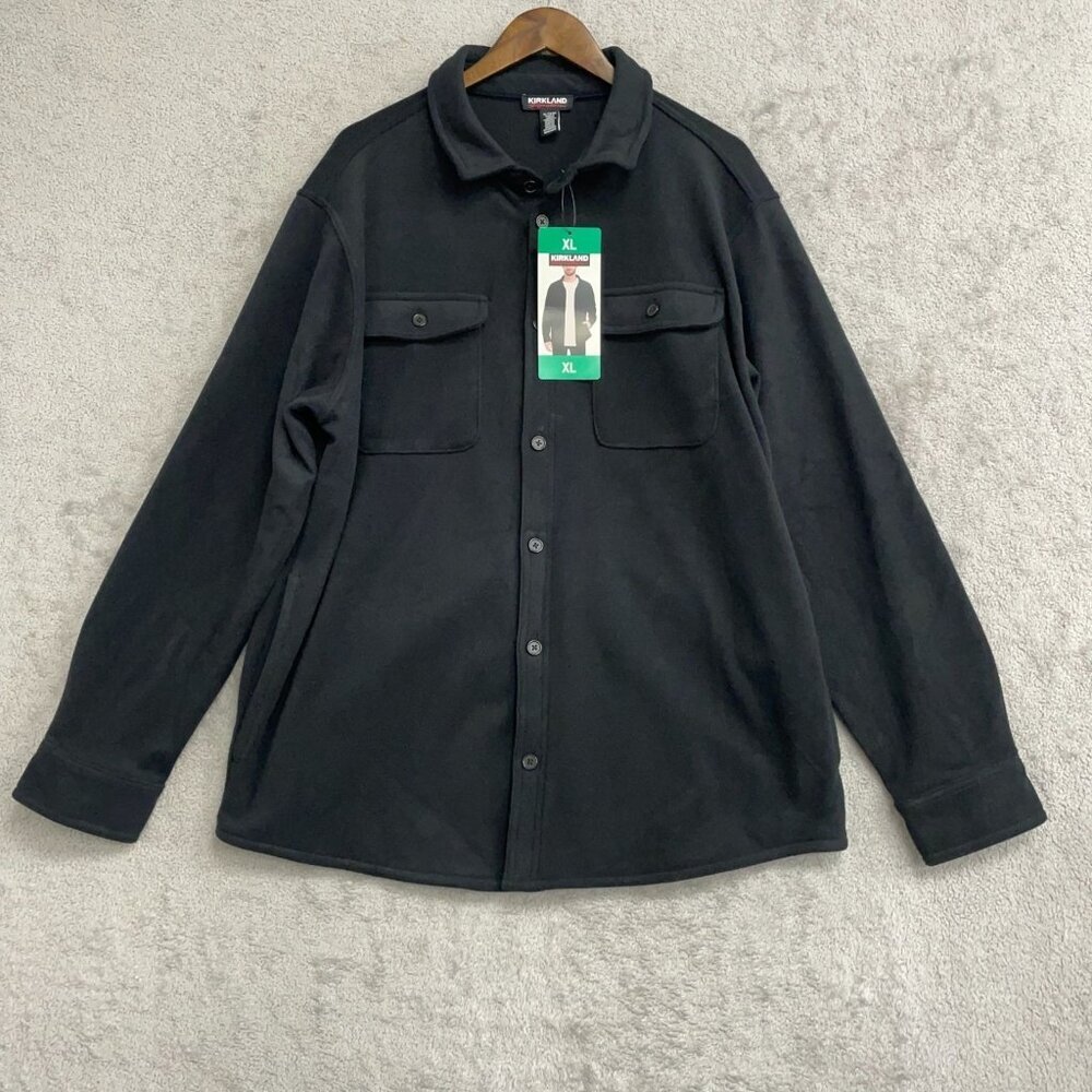 NWT Kirkland Signature Mens XL Black Fleece Shirt Jacket M0119